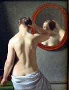 Christoffer Wilhelm Eckersberg Woman Standing in Front of a Mirror oil